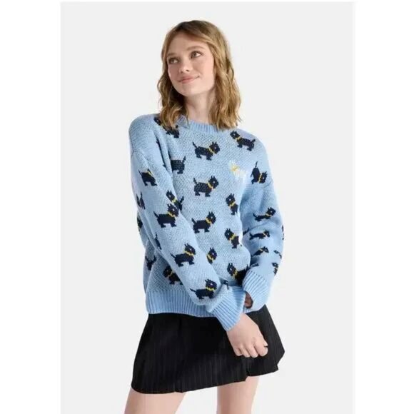 No Boundaries Sweaters - Stranger Things Blue Scottie Dog Sweater Medium M
